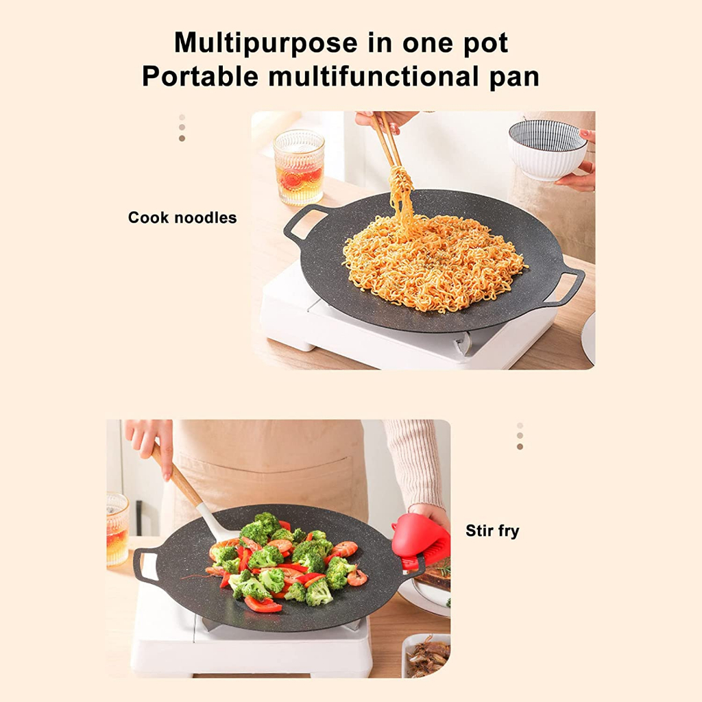 Wajan Panggangan Grill Pan Korea Datar Anti Lengket Ukuran 34cm Korea Marble Non Stick Multi GUna