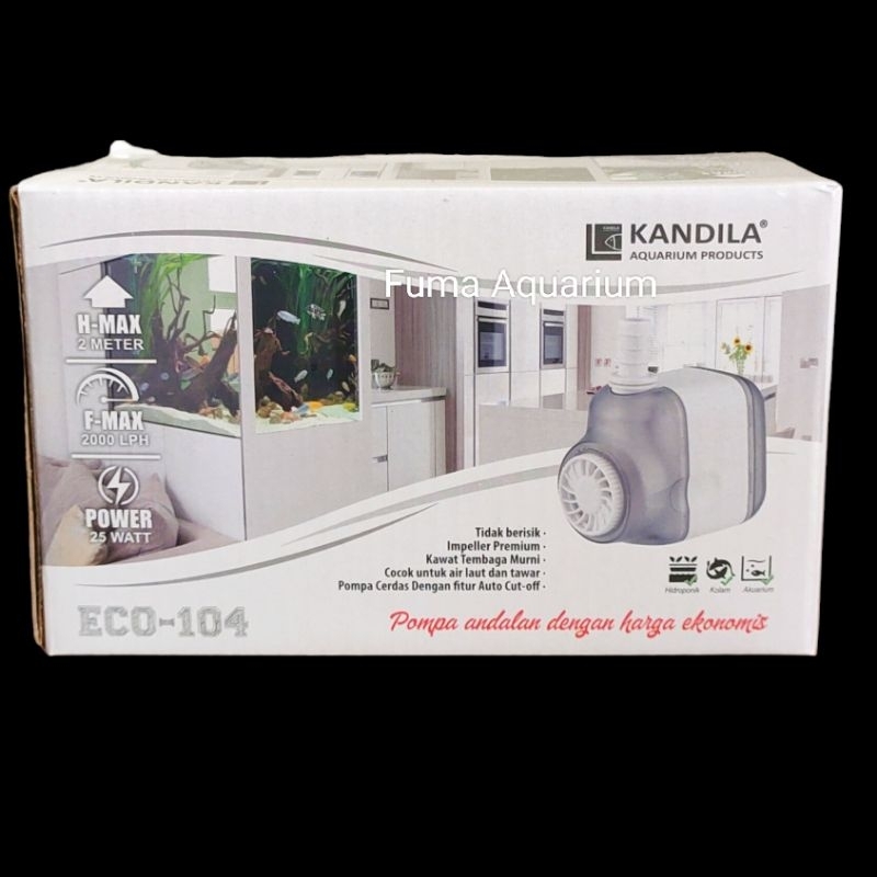 KANDILA ECO 104 Mesin Pompa Air Filter Celup Kolam Aquarium Hidroponik Low Watt Submersible Pump Water Pump Power Head