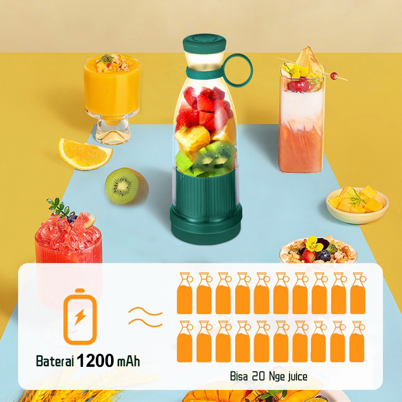 Juice Blender 6 Pisau Portable Juicer Cup Pembuat Jus Elektrik 2400mah Rechargeable Ice Crusher