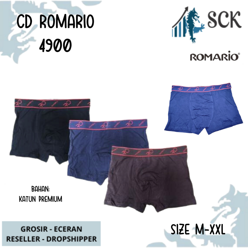 [ISI 2] CD Pria ROMARIO 4900 Model Boxer Bahan Katun / Celana Dalam Pria Boxer Katun Halus- ROMARIO 4-900