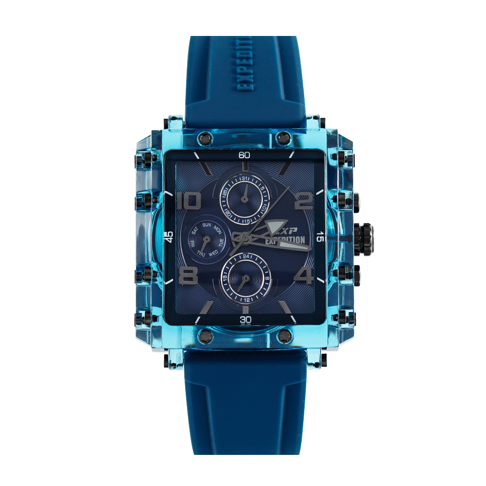 Jam Tangan Wanita Expedition Exp EX 6808 BFRIGBU Blue Dial Blue Rubber Strap