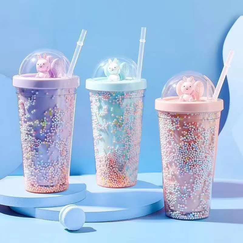 BOTOL TUMBLER GLITTER POP CORN SEDOTAN