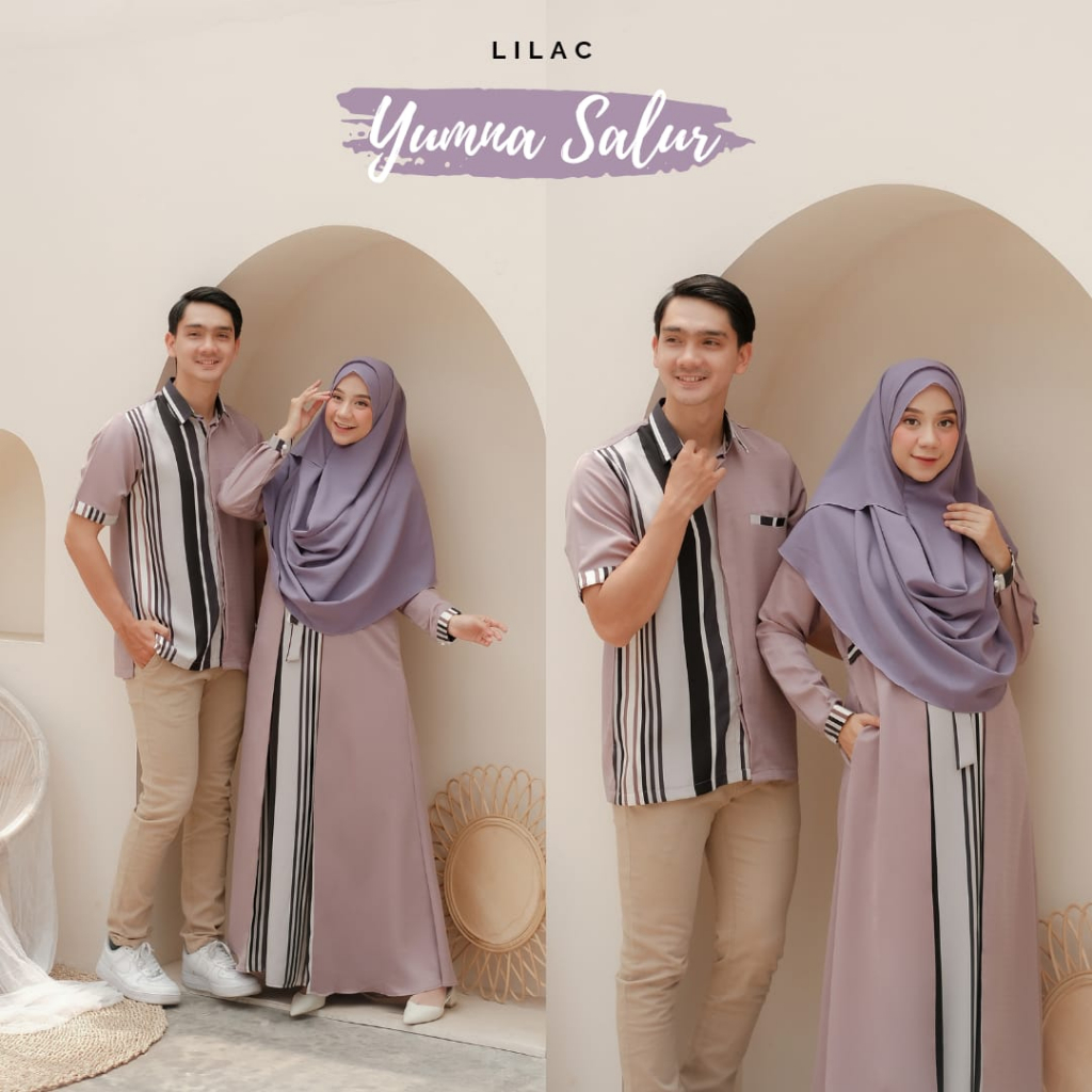 Baju Couple Yumna Salur variasi warna Hijau Navi Milo