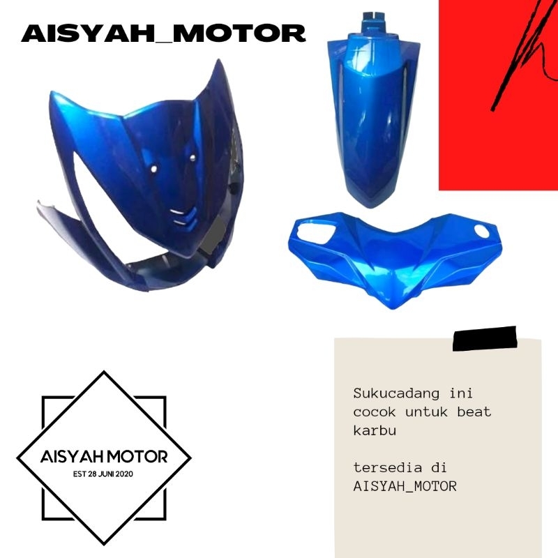 Cover Bodi Bagian Depan Honda Beat FI Warna Biru Tahun 2012-2014