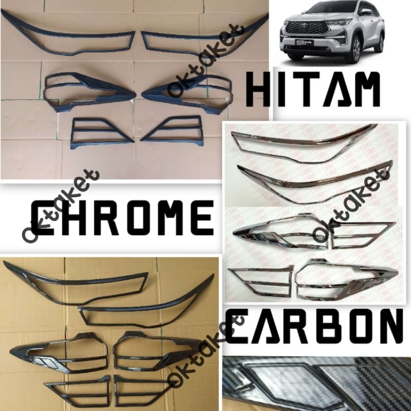 paket garnish depan belakang Innova Zenix 2023 hitam &amp; chrome &amp; Carbon