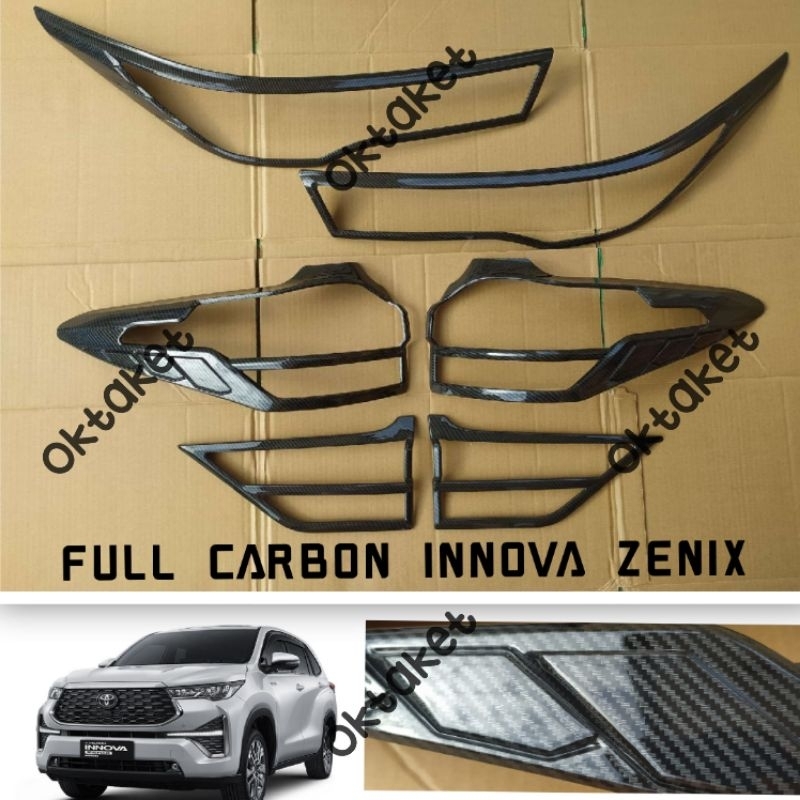 paket garnish depan belakang Innova Zenix 2023 hitam &amp; chrome &amp; Carbon