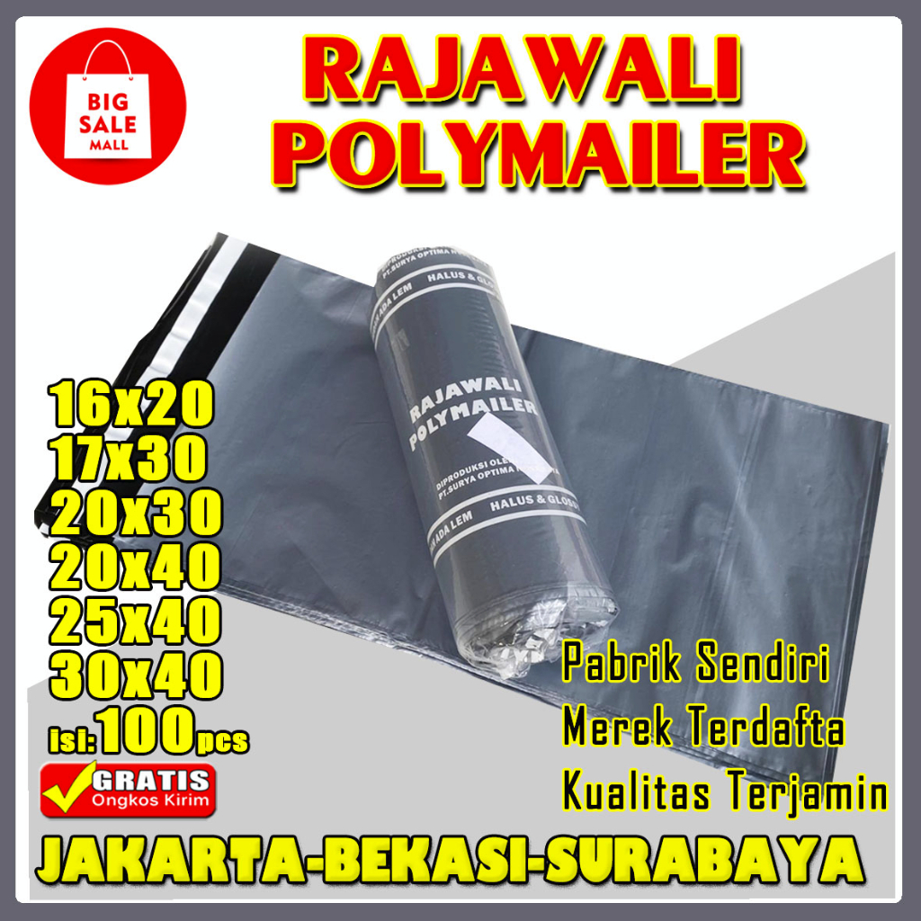 Plastik Packing Polymailer Silver isi100pcs Plastik Packing Olshop Packing Lem Perekat Tebal Anti Sobek RAJAWALI