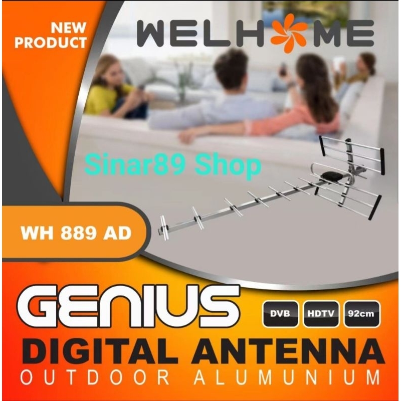 Antena Digital TV Bonus Kabel 10 Meter GENIUS Welhome WH889AD