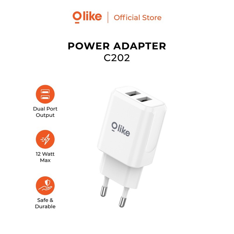 Olike C202 Charger Kepala Adaptor 5V/2.4A Fast Charging Smart Protection - Garansi 1 Tahun