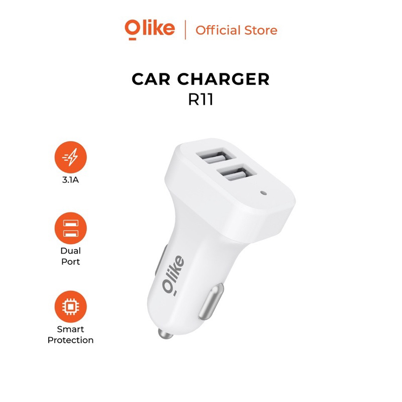 Olike R11 Car Charger 3.0 Quick Charge Travel Size Dual USB Port - Garansi 1 Tahun