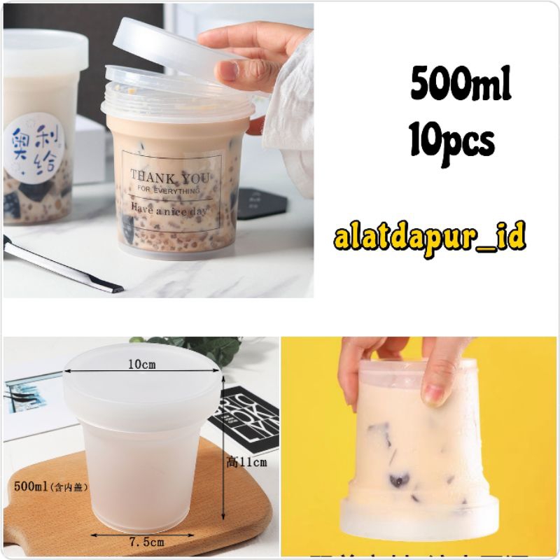 10PCS 500ML PREMIUM JAR TOPLES EMBER BOX DESSERT MINUMAN JAR GELATO ANTI TUMPAH