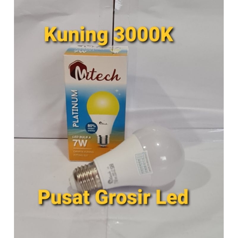 Lampu Led Mitech 7W 7 Watt SNI Bergaransi 1 Tahun Cahaya Putih Dan Kuning