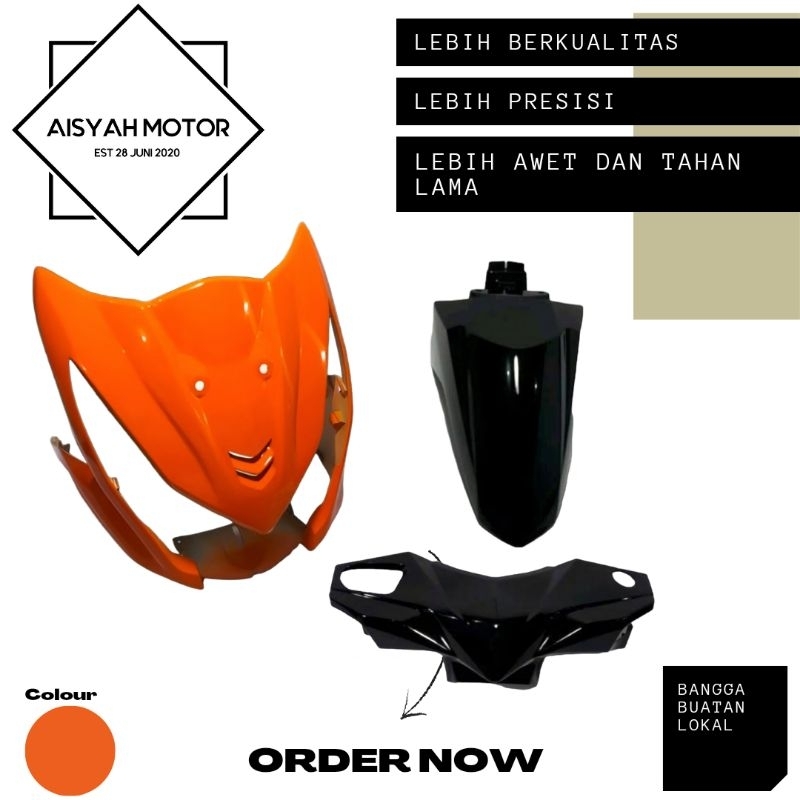 Cover Bodi Bagian Depan Honda Beat FI Warna Oren Tahun 2012-2014