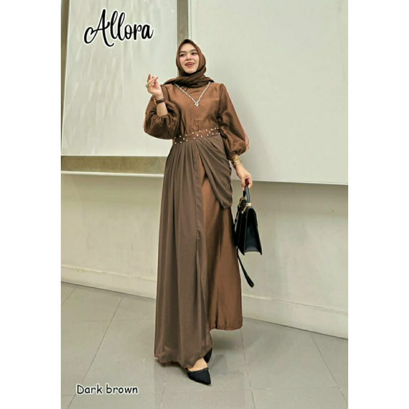 Allora Maxy, GAMIS LEBARAN MUSLIM CANTIK MODIS KEKINIAN FIT XL LD 106 BAHAN MAXMARA VELVET MIX MUTIARA TERMURAH OOTD TERLARIS