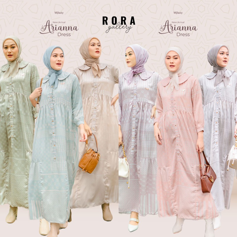 Mylady ARIANNA DRESS | GAMIS PANJANG WANITA MOTIF PRINTING MONOGRAM MY LADY | Rora Gallery