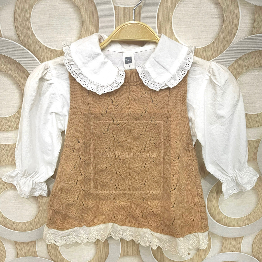 Dress Anak Set Rompi Rajut Korea Import