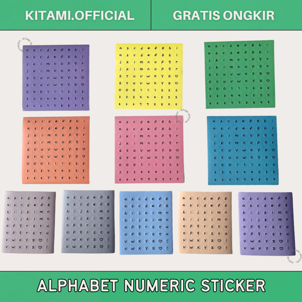 STICKER ALPHABET NUMERIC CUTE | STIKER HURUF ANGKA LUCU untuk PLANNER JOURNAL