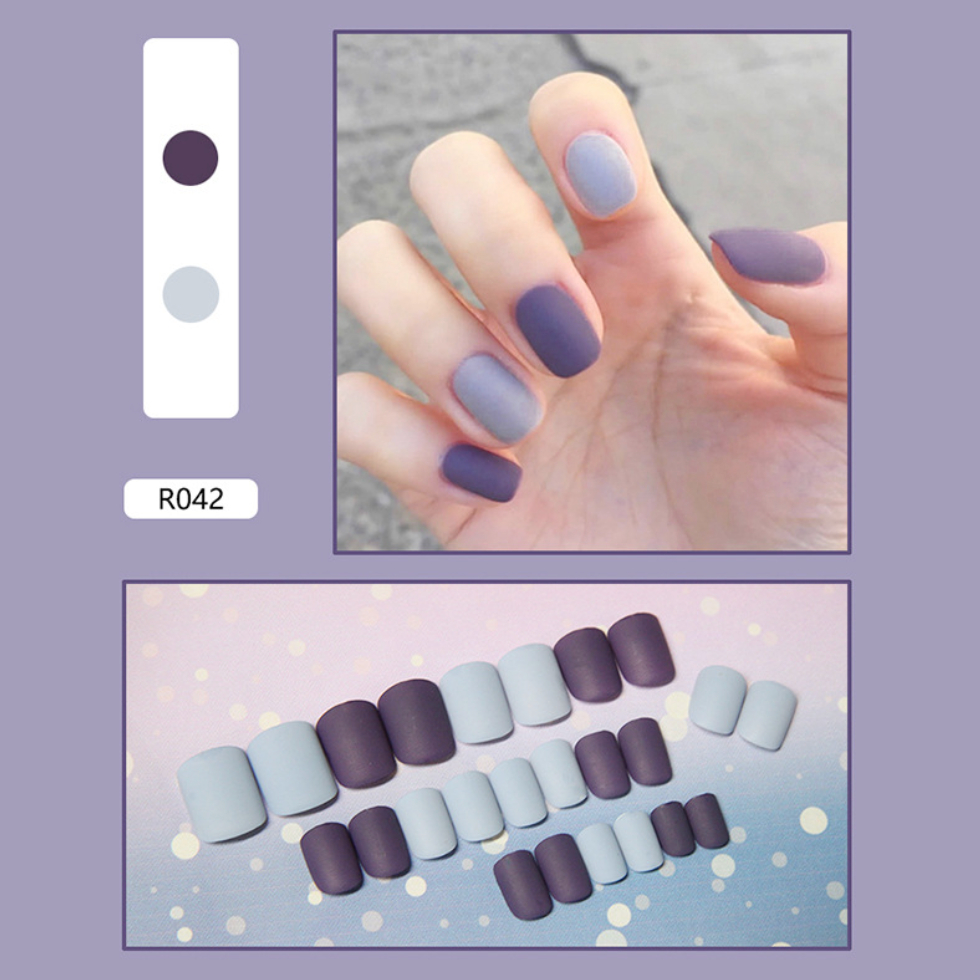 24pcs Set Kuku Palsu dengan lem / Fake Nail Art korea Version / kuku palsu panjang cantik KU040