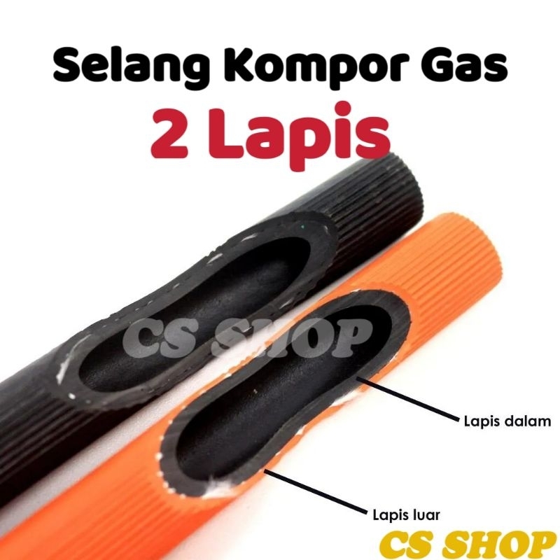 SELANG GAS 2 LAPIS ORANGE METERAN/SELANG TABUNG GAS METERAN 2 LAPIS/SELANG REGULATOR TABUNG GAS