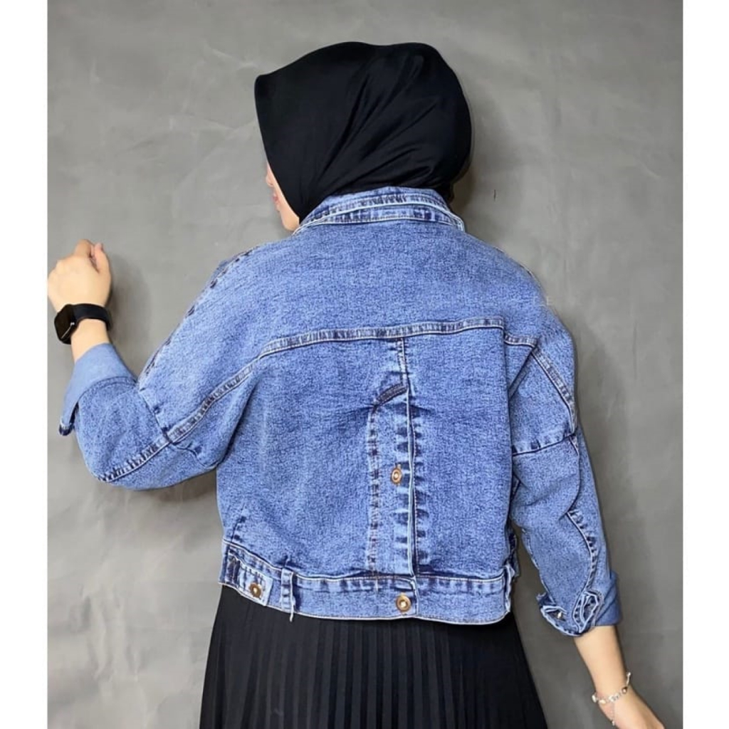 Tamstore Jaket Jeans Wanita Variasi Kancing Belakang Meizia