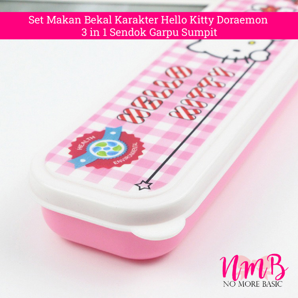 Set Makan Bekal Karakter Hello Kitty Doraemon 3in1 Sendok Garpu Sumpit