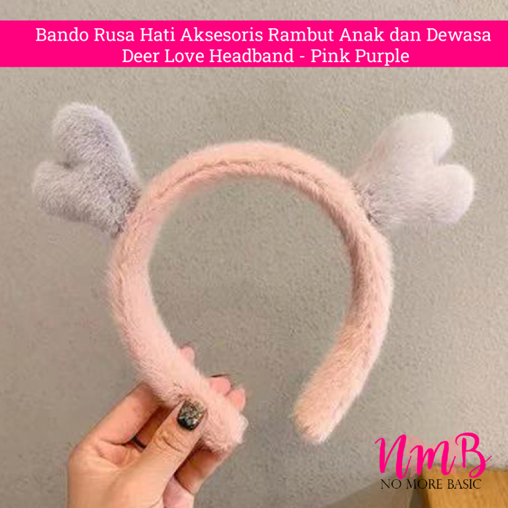 Bando Rusa Hati Aksesoris Rambut Anak dan Dewasa Deer Love Headband