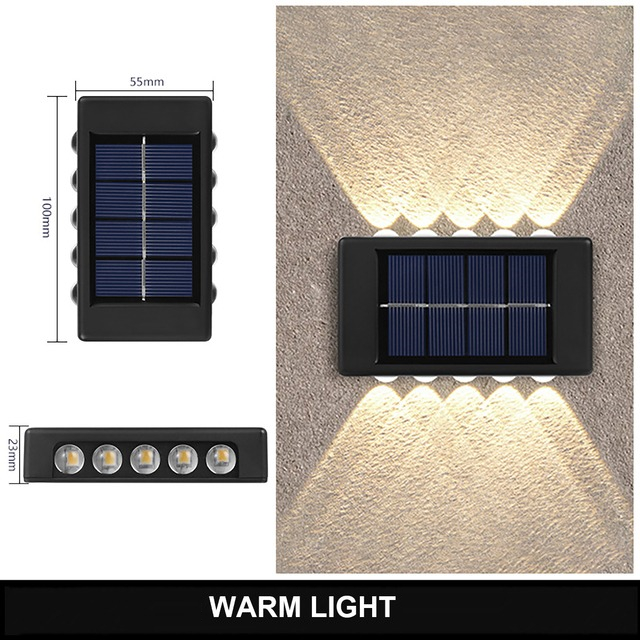 Lampu Dinding Solar Outdoor Modern IP65 600mAh Warm White - H6 - Black