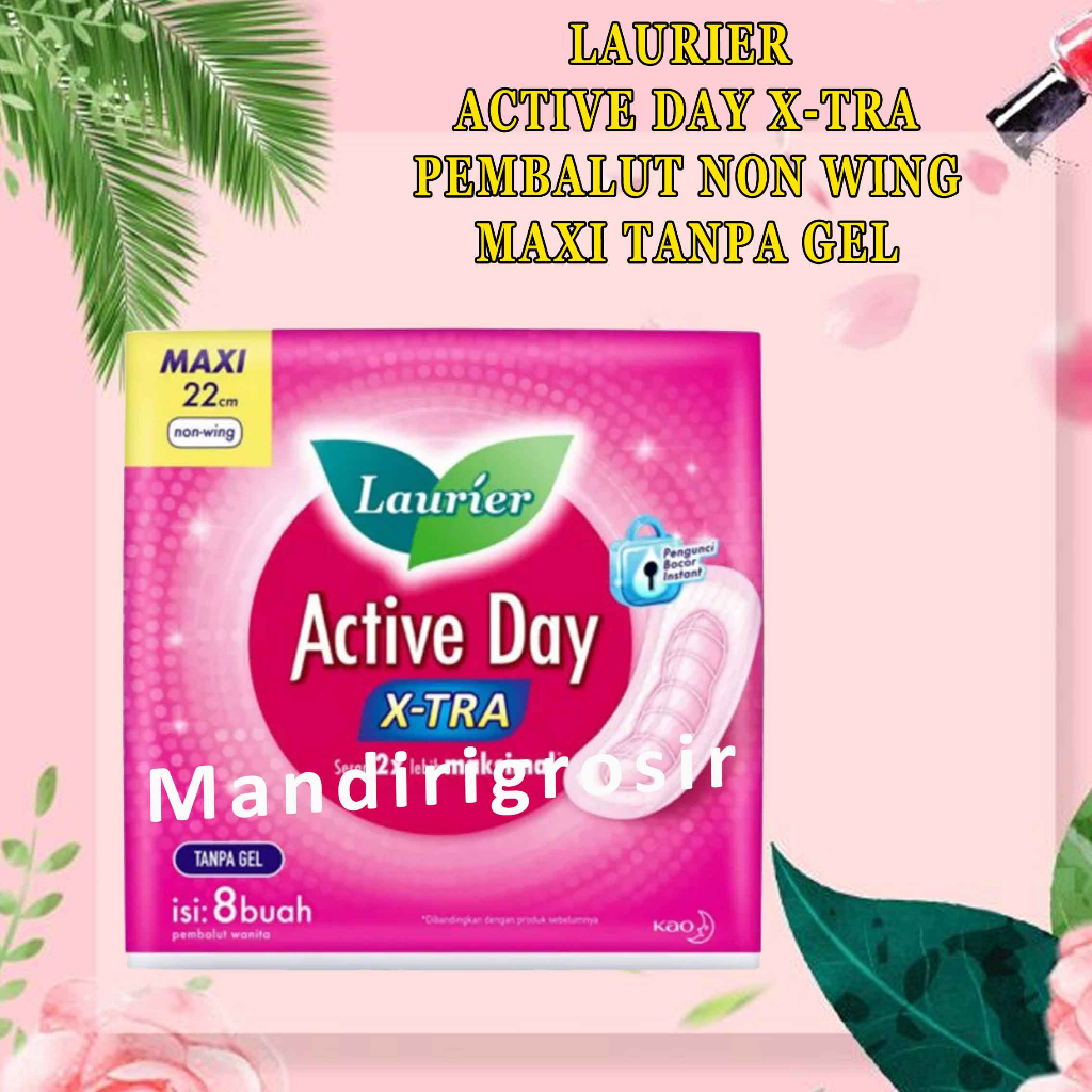 Pembalut* Laurier* Active day* super maxi* quick lock* Tanpa gel