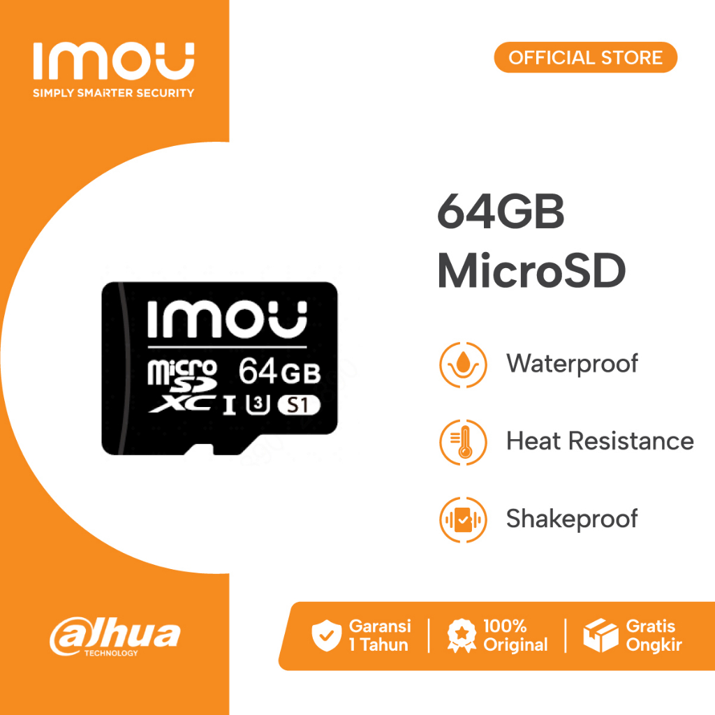 IMOU Micro SD Card 64GB Memory card Class 10 Transfer Up to 95Mb/s HP Kartu Memori SD Memori Card