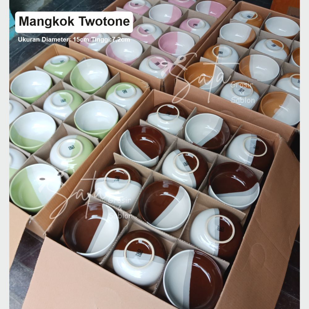 Mangkok Twotone ./ Mangkok Keramik Kaibon Two tone / Mangkok Souvenir