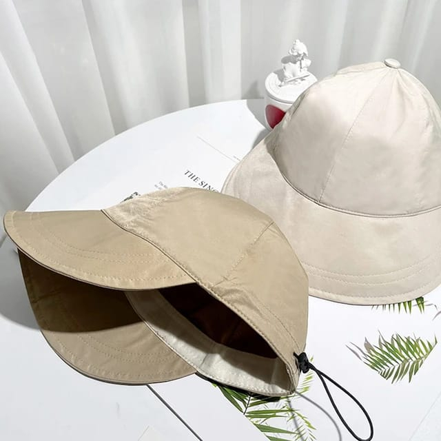 Topi Pantai Wanita Dewasa Korea Visor Kebun Cap Cewek Polos Lebar Perempuan Jepang Musim Panas 43a