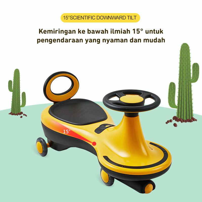 DADAWARD Mainan Mobil Dorong Anak Ride On Twist Car Musik LED Skuter Duduk Mobil Mobilan Anak Dorong