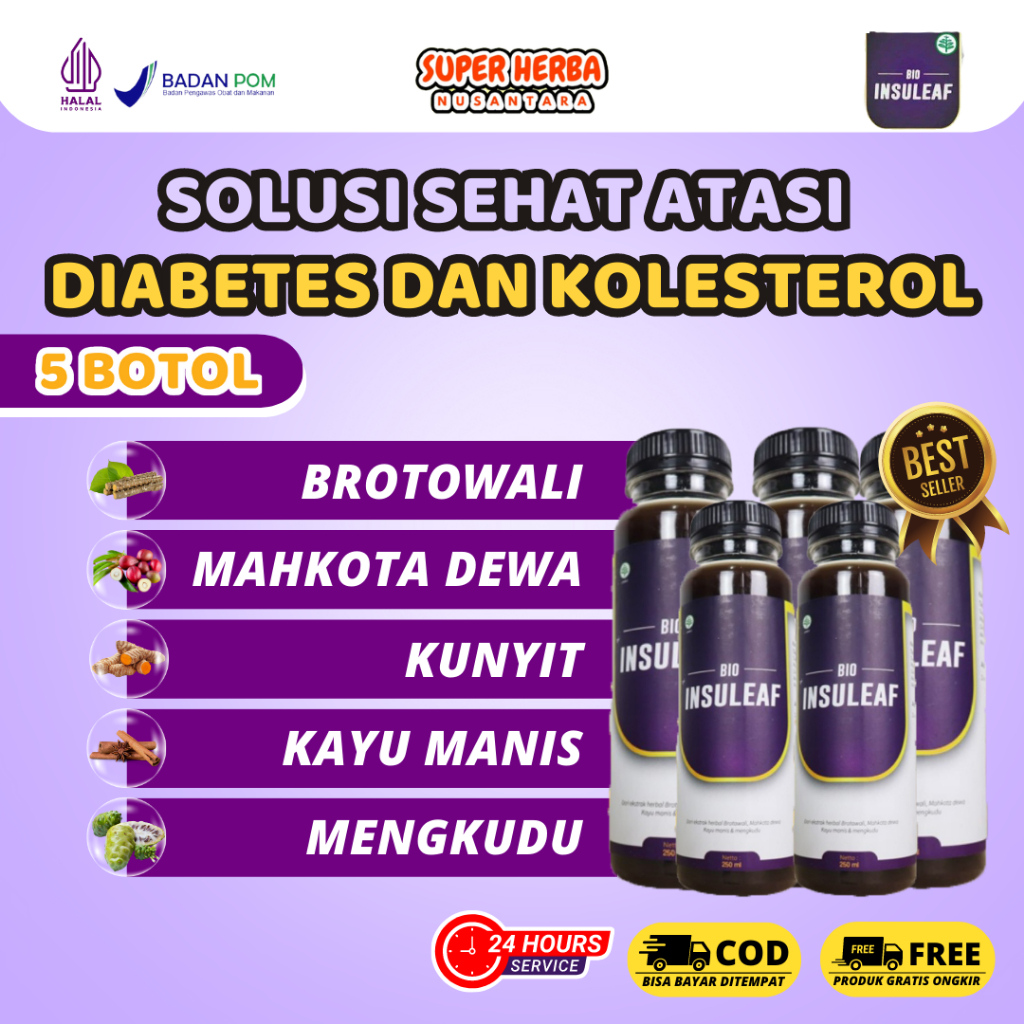 

[PAKET 5 BOTOL] | Bio Insuleaf | Minuman Herbal Atasi Diabetes Kencing Manis Turunkan Kolesterol dan Gula Darah