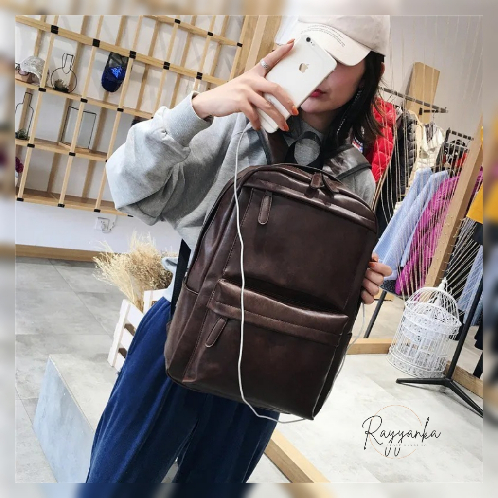 Tas Ransel Kulit Wanita Untuk Sekolah Smp Sma Dan Kuliah Model Korean Vf55 Gartis Botol Minum