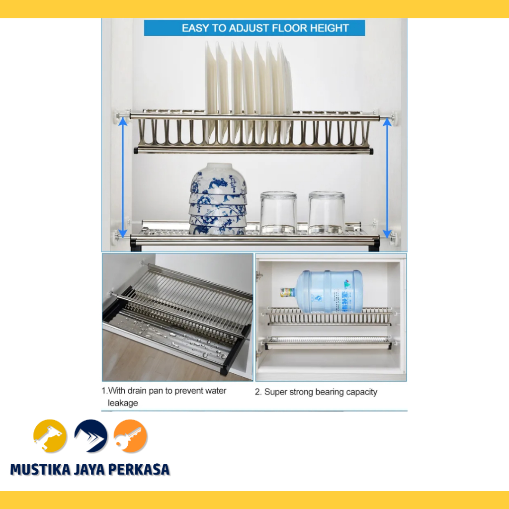 Rak Piring Dapur Atas 60 70 80 90100 cm Gantung Tempat Piring Kabinet Kitchen Set Stainless Steel Stainlis Gelas