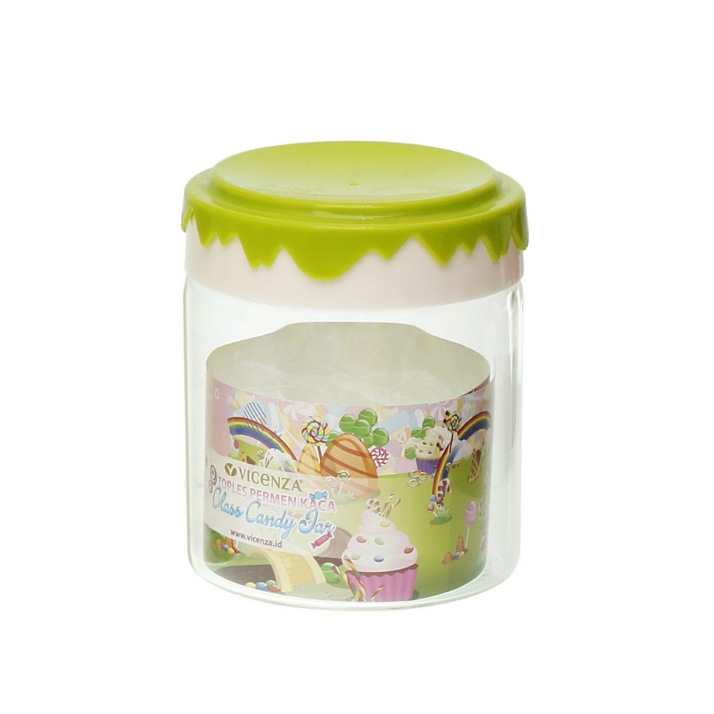 Candy jar VICENZA, Toples VICENZA GB471 HIJAU, tinggi 12.5 cm dan volume 750 ml, Toples Kaca UNIK id