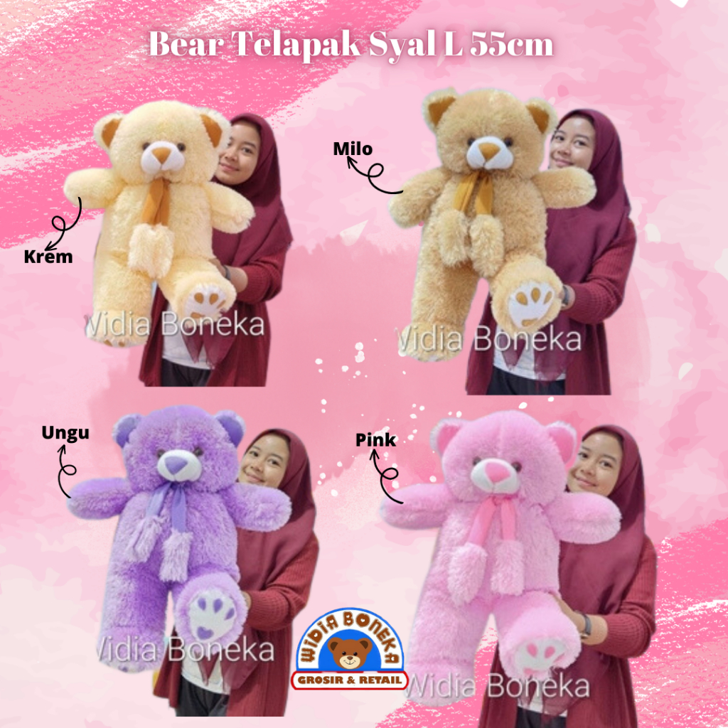 Boneka Teddy Bear Telapak Syal L 55 Cm