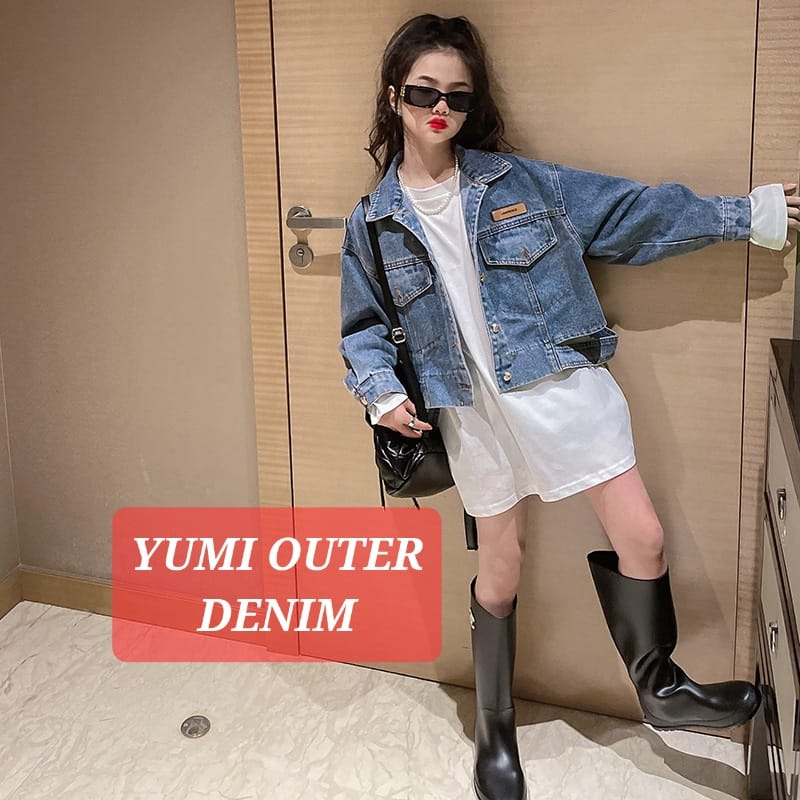 YUMI OUTER DENIM JAKET CASUAL JEANS ANAK REMAJA PEREMPUAN FASHION KOREA KPOP IMPORT