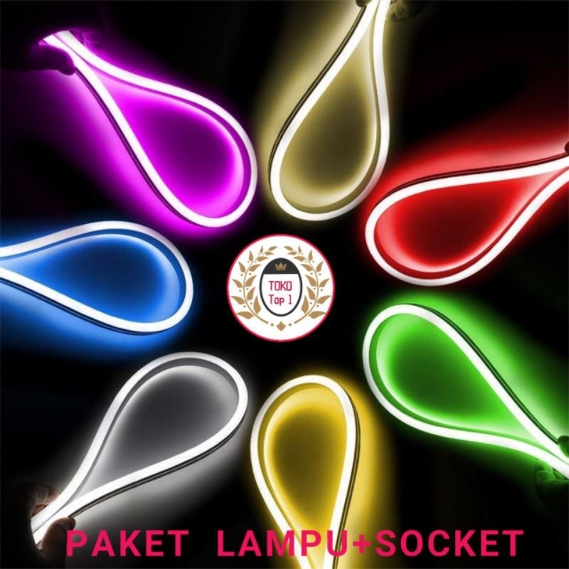 Paket Lampu Neon Flex 220v 1m 2m 3m 4m 5m 5 meter Led Selang Fleksibel 220v Warna Neon Box Outdoor ip65 Huruf DIY 220v strip