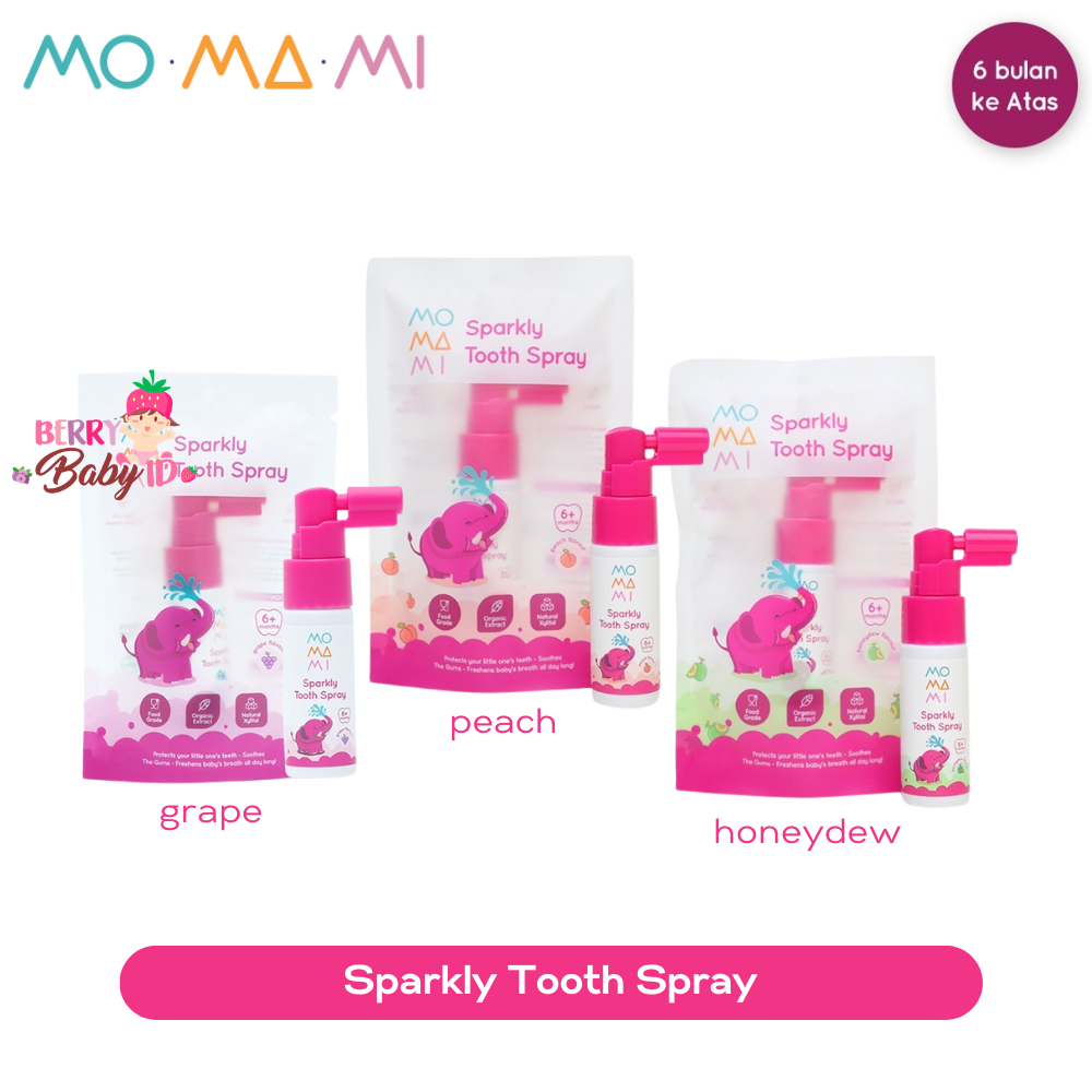 Momami Sparkly Toothspray Obat Perawatan Gigi Bayi Anak 20ml 6m+ Berry Mart