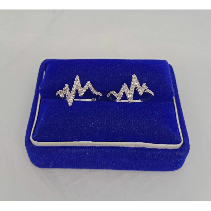cincin zigzag mata putih/perak asli silver 925 lapis emas/perhiasan fashion wanita terbaru