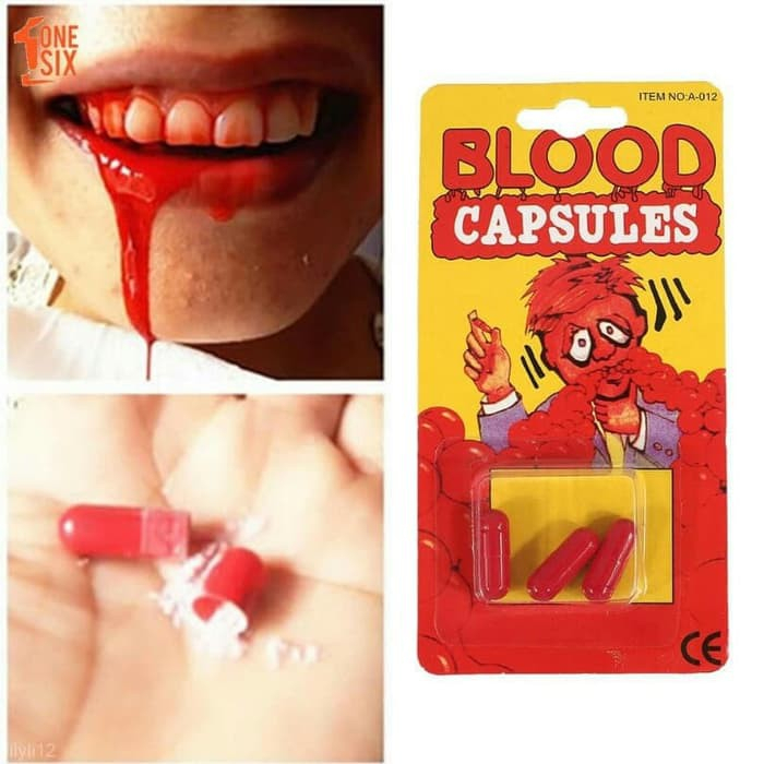 ✅ORIGINAL Darah Palsu Kejutan Prank Fun Fake Blood Capsules Trick Joke Hallowen Party / Kapsul Darah Palsu Warna Merah Untuk Halloween Prank Pesta Karnaval Premium