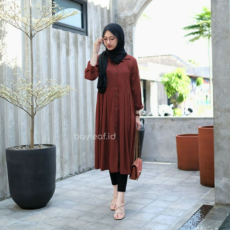 Lulu Tunik Maroon Navy By Bayleaf.id