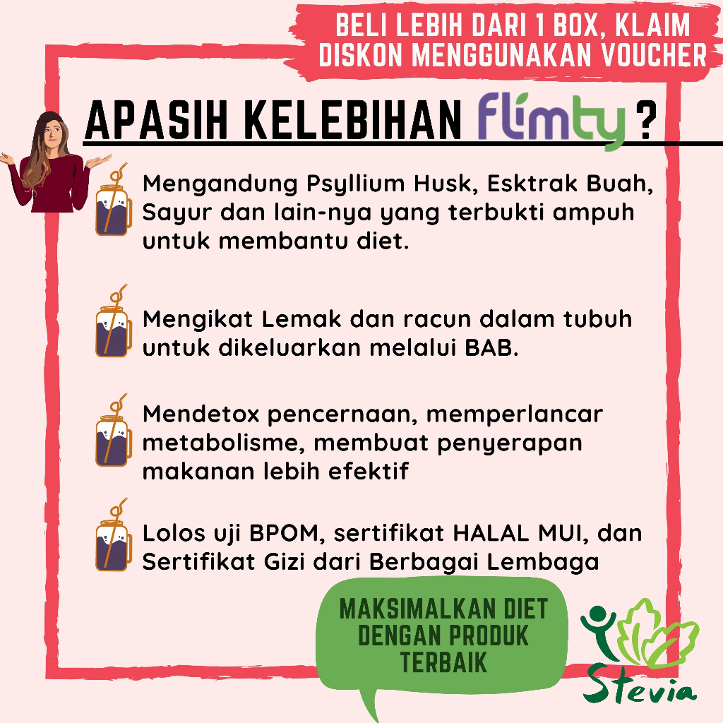 Flimty Fiber Original Pelangsing Herbal Minuman Obat Diet Ampuh Aman Halal BPOM