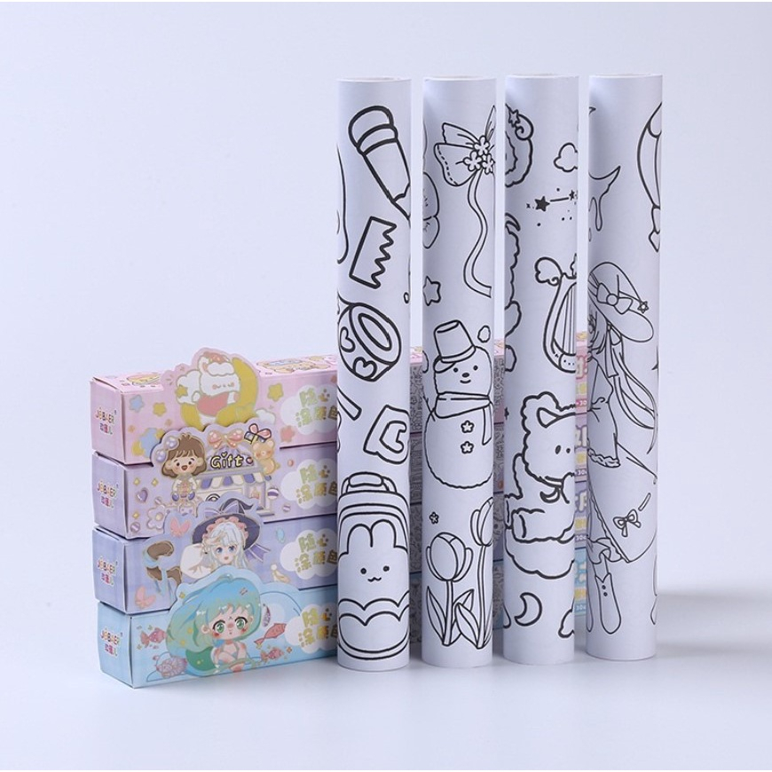 COD Kertas Mewarnai Stiker Roll Bisa Ditempel Anak Jumbo Drawing Book Children Mainak Edukasi Anak Mewarnai Sticker Roll Tempel P76