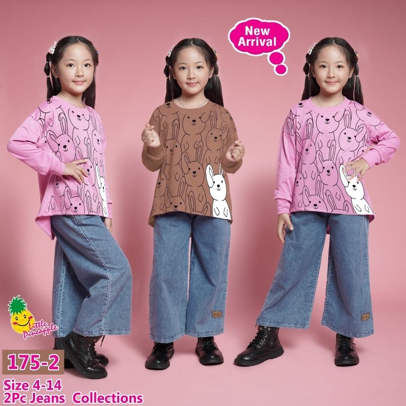 SP2605 (3-8TAHUN) LITTLE PINEAPPLE SET KULOT JEANS SIZE 4-14