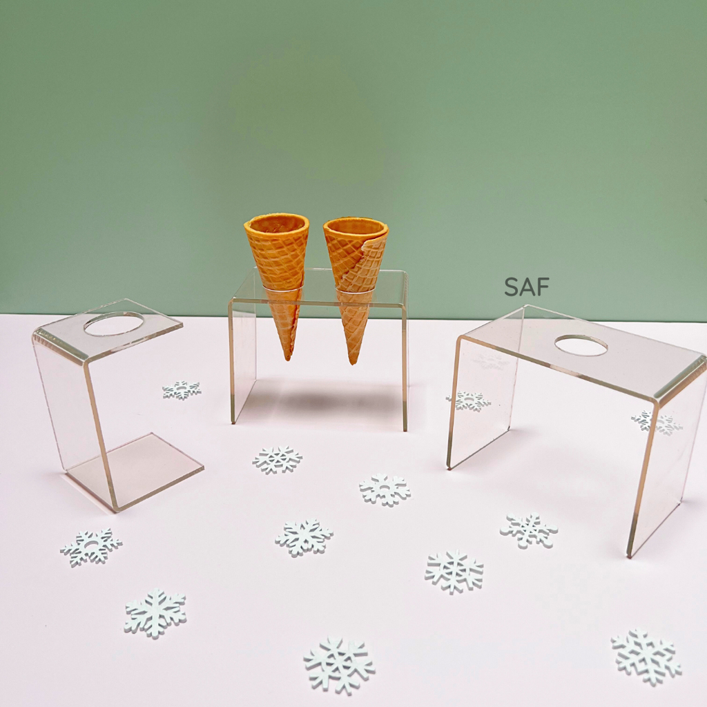 SAF ice cream display holder etalase clear akrilik props fotografi photo acrylic