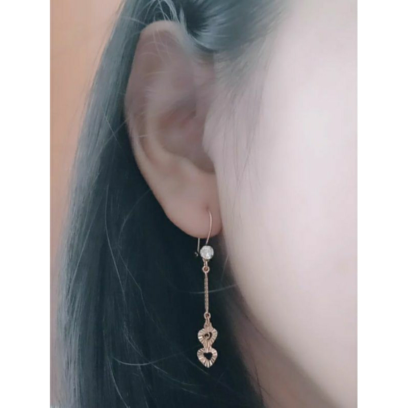 anting kait rumbay+2 love ukir/perak asli silver 925 lapis emas/perhiasan fashion wanita terbaru