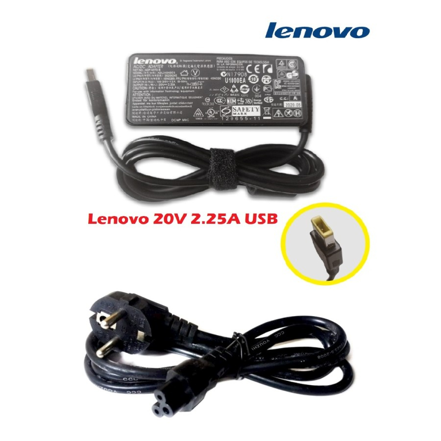 ORIGINAL ADAPTOR LENOVO 20V 2.25A USB G50-70 S400 S210 S215 S400 G40-45 Z50-70 Z40-75 S215