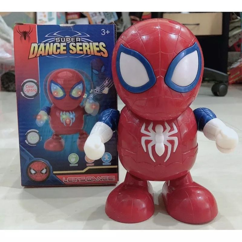 Mainan robot joget super dance series spiderman - dance hero musik dan lampu